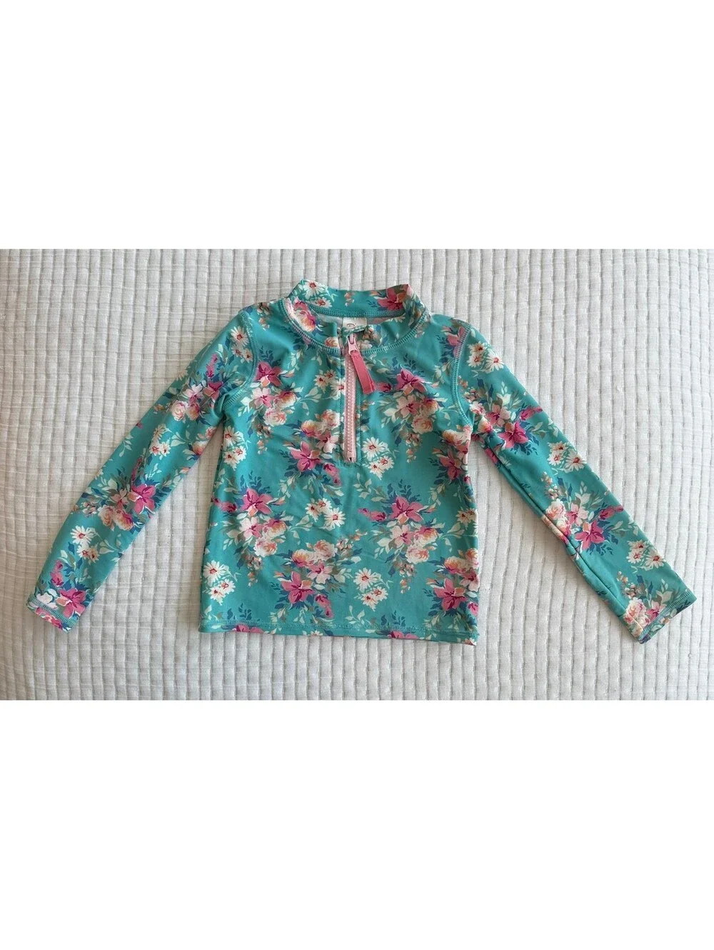 RuffleButts Fancy Me Floral Long Sleeve Rash Guard Girls Size 4T